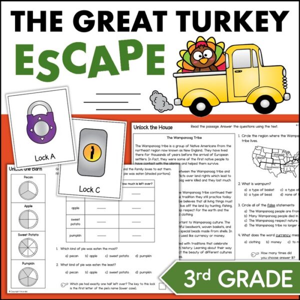 thanksgiving escape room 3rd grade